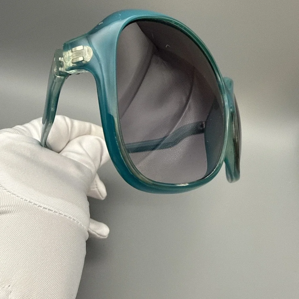 Super OVERSIZED XXL Very Large Round Blue Baroque Designer Sunglasses-Jackie-O